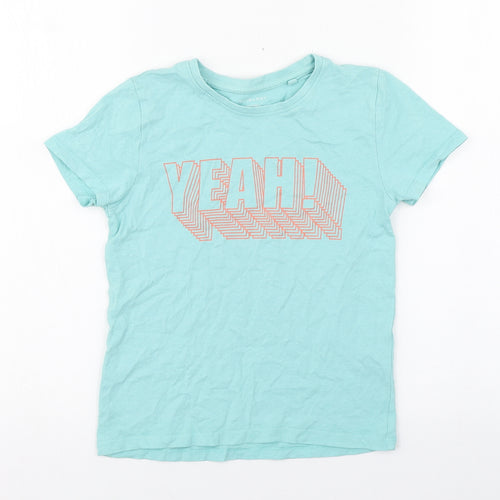 Primark Boys Blue  100% Cotton Basic T-Shirt Size 5-6 Years Round Neck Pullover