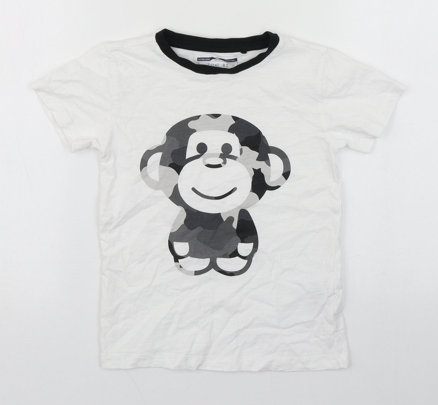 NEXT Boys White  100% Cotton Basic T-Shirt Size 4-5 Years Round Neck Pullover