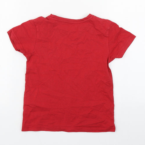 Primark Boys Red  100% Cotton Basic T-Shirt Size 5-6 Years Round Neck Pullover