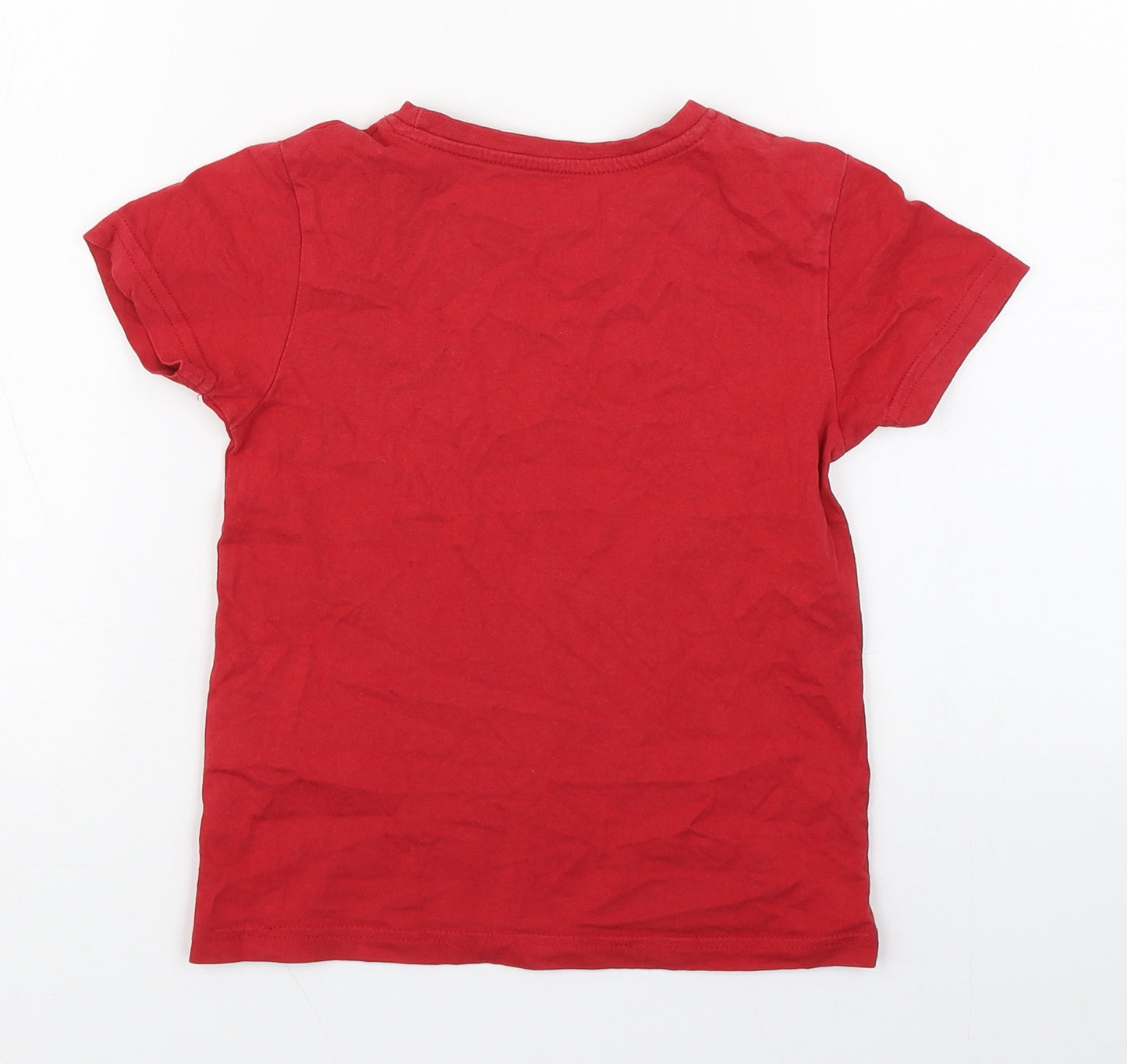 Primark Boys Red  100% Cotton Basic T-Shirt Size 5-6 Years Round Neck Pullover