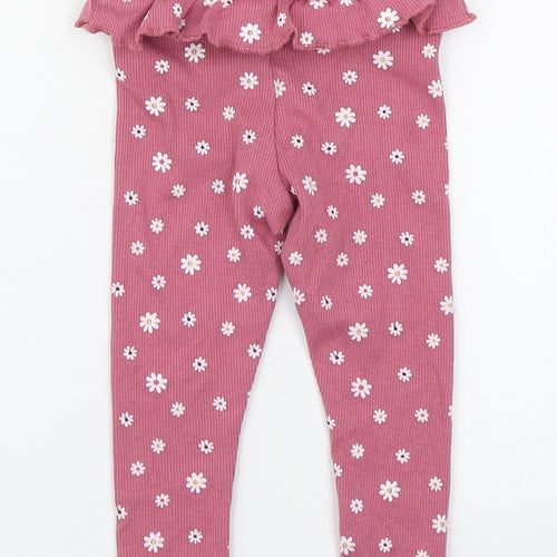Primark Girls Pink Geometric Cotton Jogger Leggings Size 9-12 Months