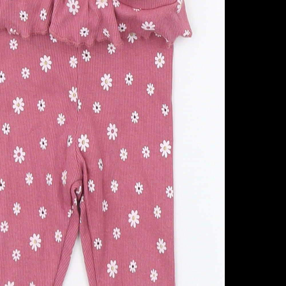 Primark Girls Pink Geometric Cotton Jogger Leggings Size 9-12 Months