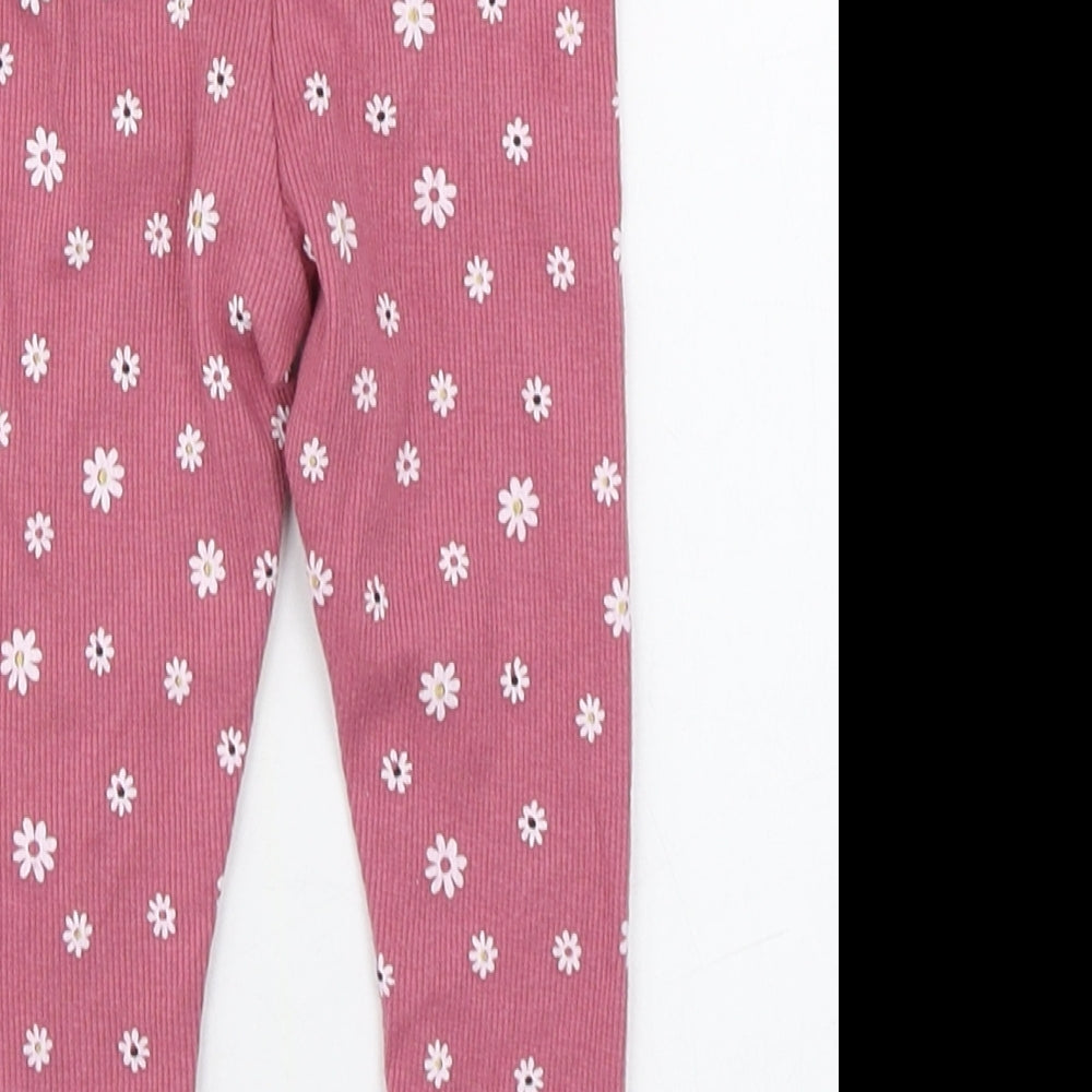 Primark Girls Pink Geometric Cotton Jogger Leggings Size 9-12 Months