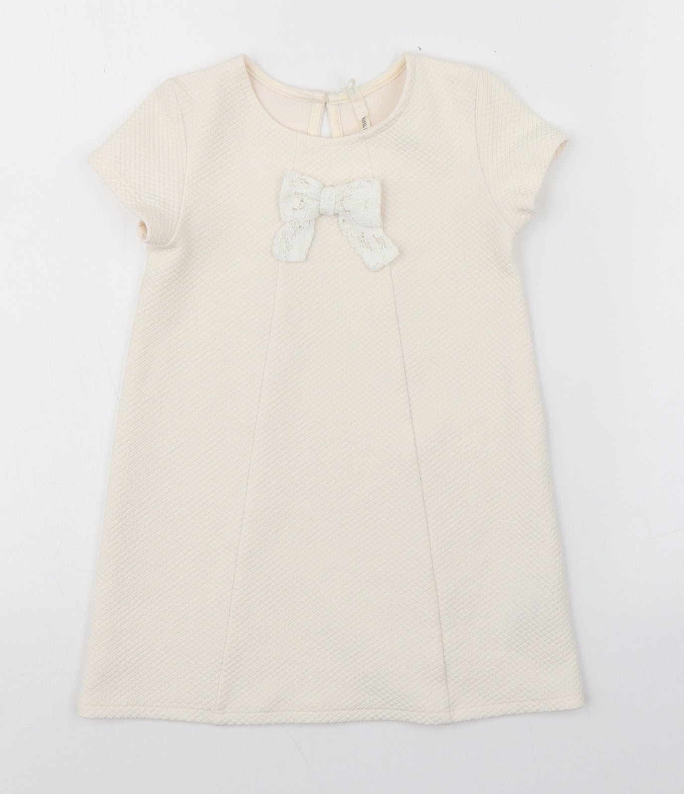Young Dimension Girls Ivory  Polyester A-Line  Size 3-4 Years  Round Neck Button