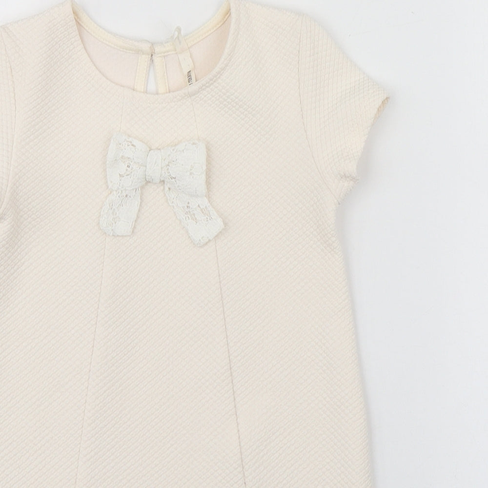 Young Dimension Girls Ivory  Polyester A-Line  Size 3-4 Years  Round Neck Button