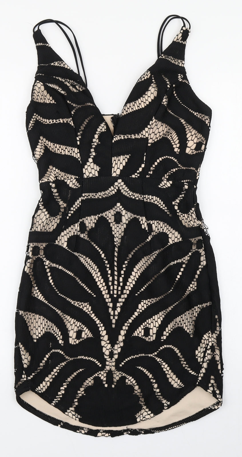 Love Triangle Womens Black  Polyester Bodycon  Size 8  V-Neck Zip - Lace