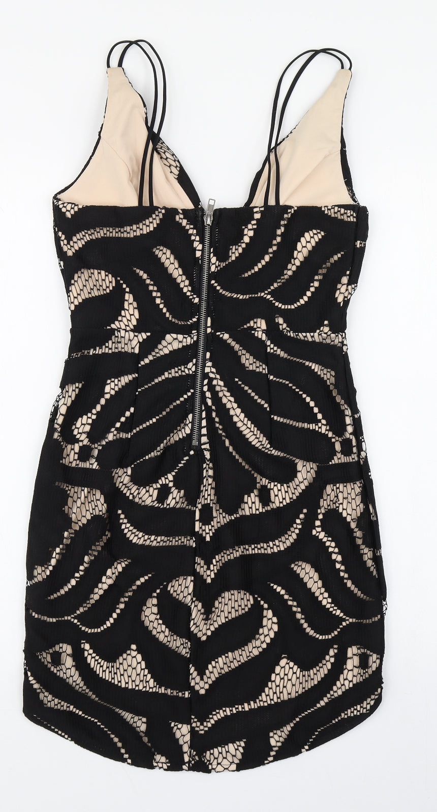 Love Triangle Womens Black  Polyester Bodycon  Size 8  V-Neck Zip - Lace