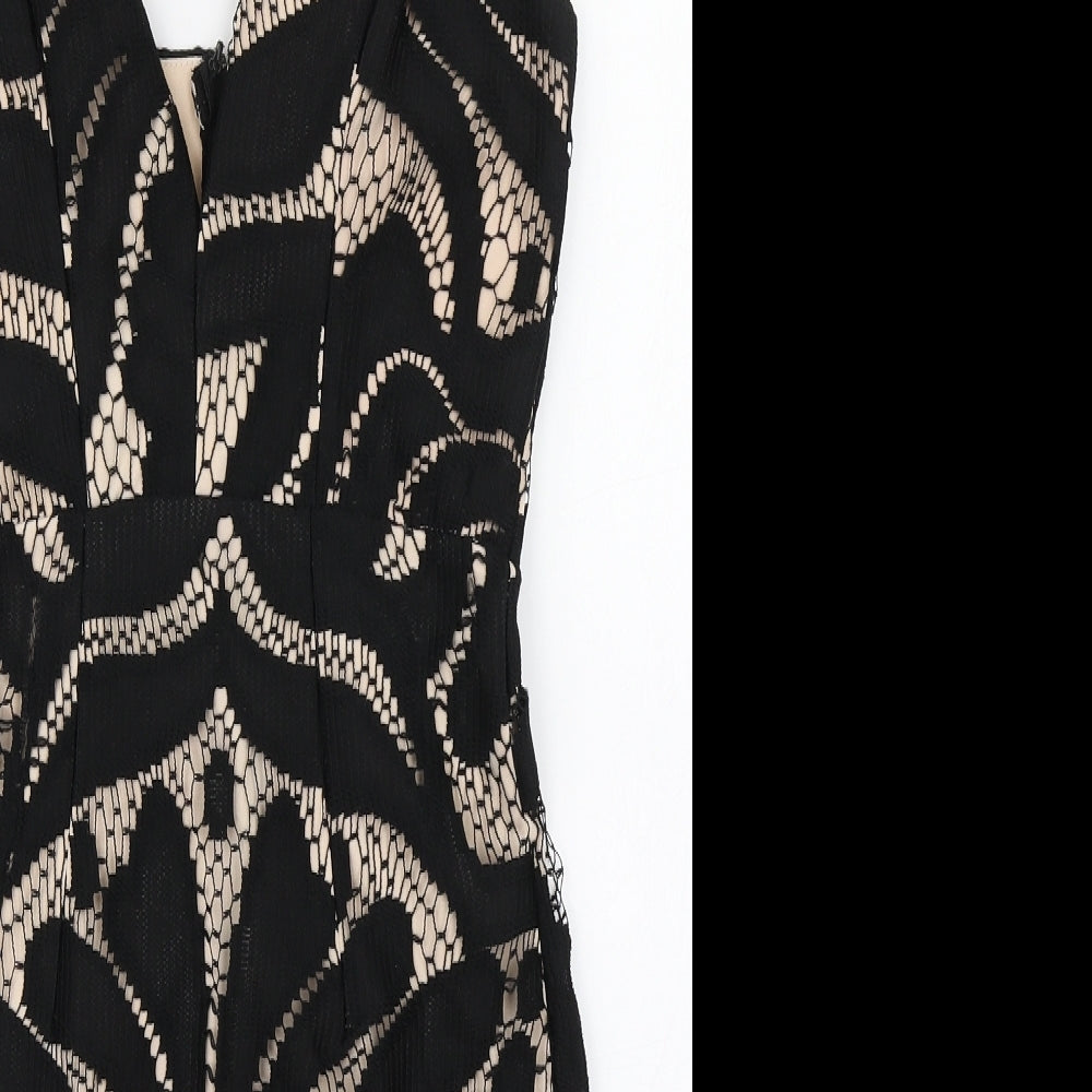 Love Triangle Womens Black  Polyester Bodycon  Size 8  V-Neck Zip - Lace