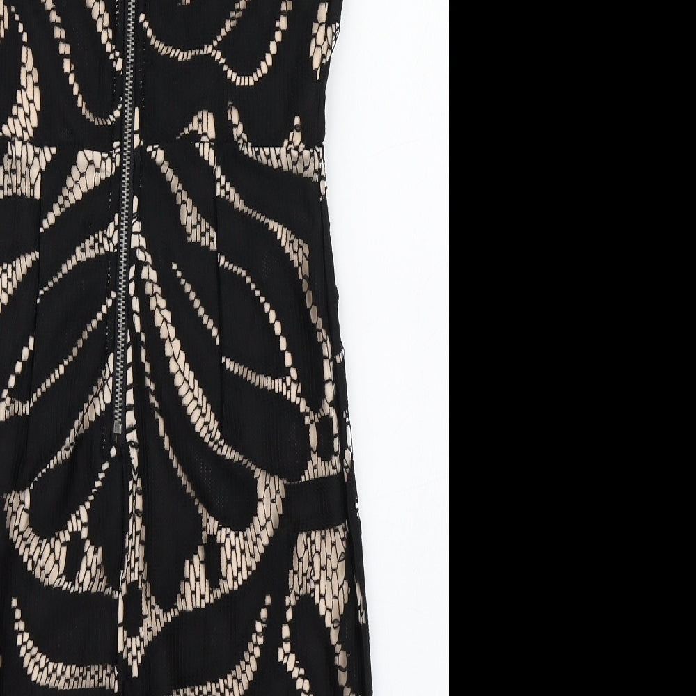 Love Triangle Womens Black  Polyester Bodycon  Size 8  V-Neck Zip - Lace