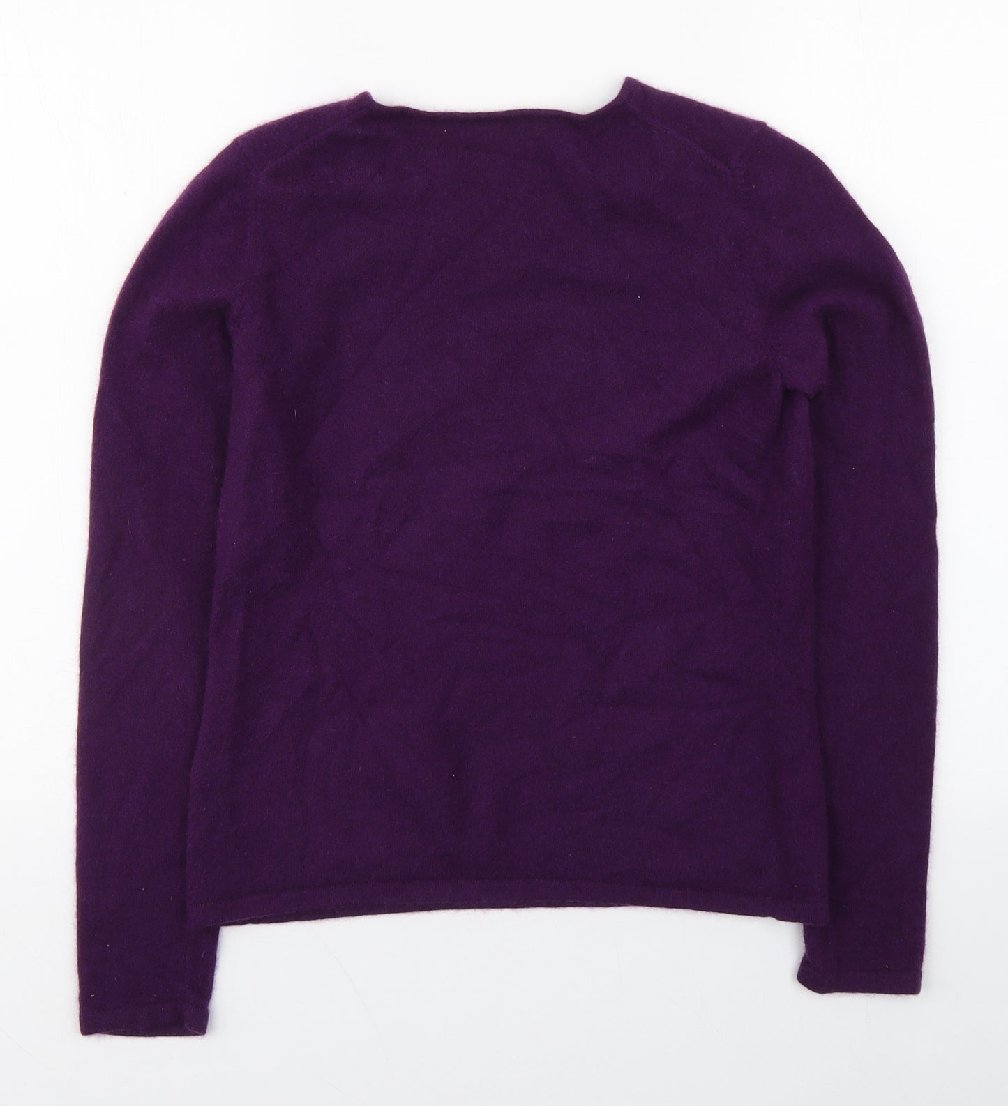 Deane & White Womens Purple V-Neck  Cashmere Pullover Jumper Size 10