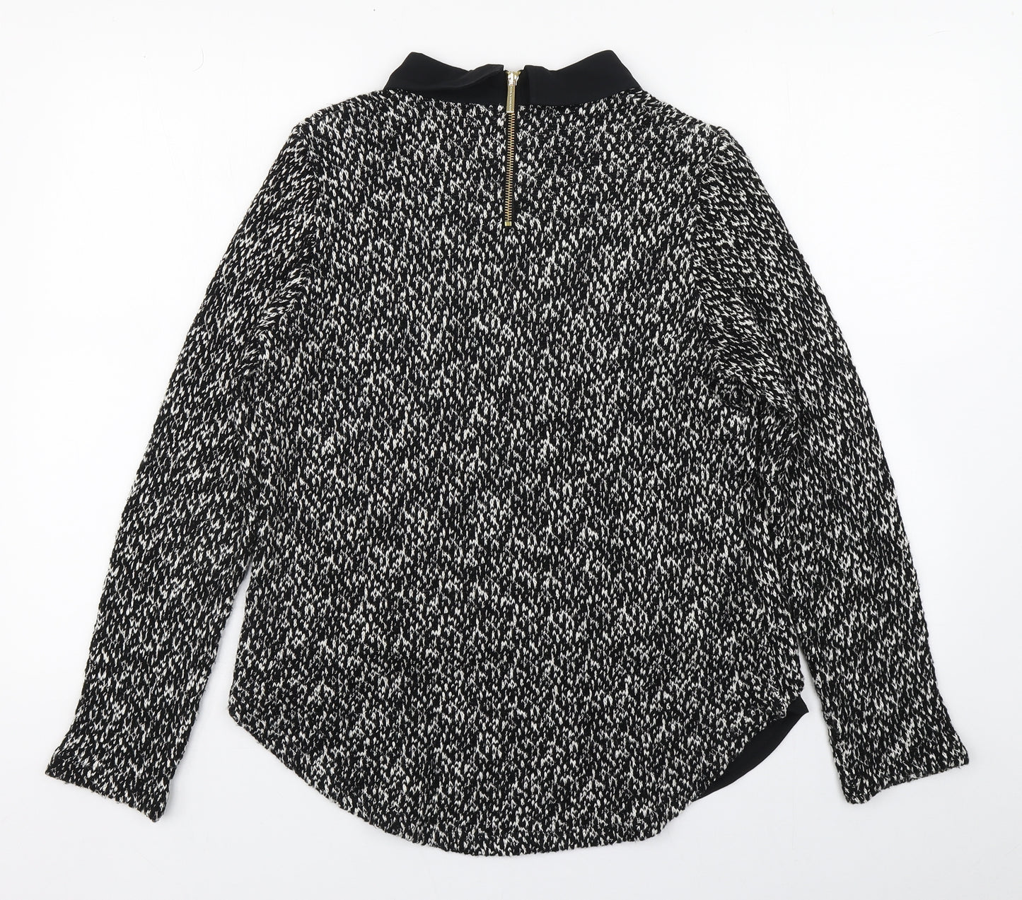 Javier Simorra Womens Black Collared  Acrylic Pullover Jumper Size 12