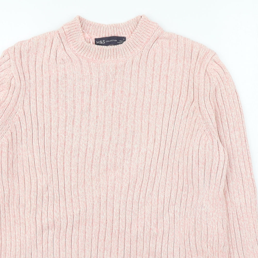 Marks and Spencer Womens Pink Round Neck  Cotton Pullover Jumper Size 12