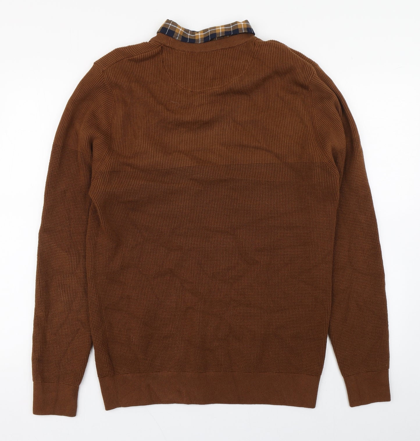 NEXT Mens Brown Collared  Cotton Pullover Jumper Size L