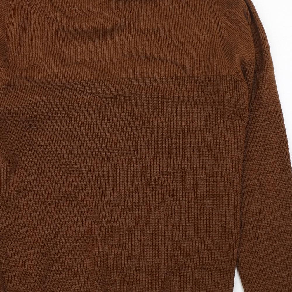 NEXT Mens Brown Collared  Cotton Pullover Jumper Size L