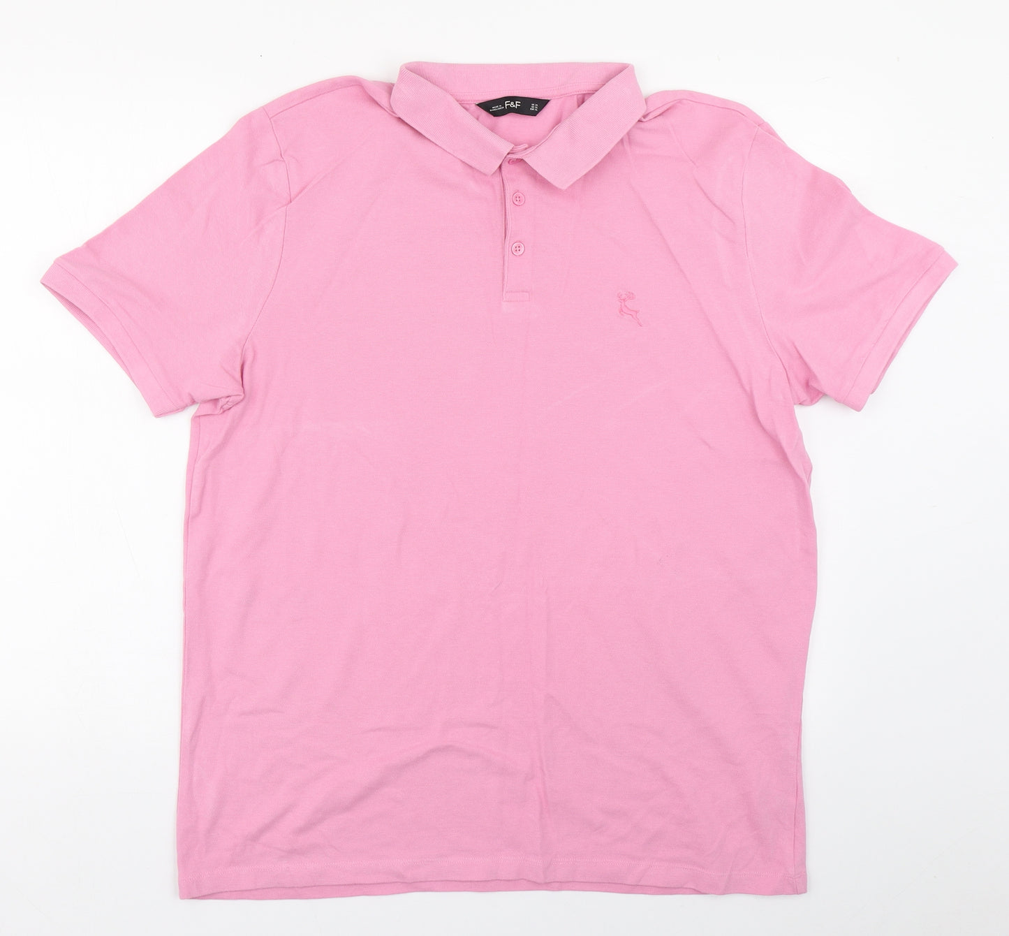 F&F Mens Pink  Cotton  Polo Size XL Collared Button
