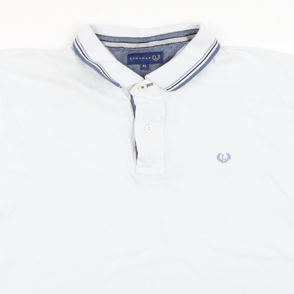 Lincoln Mens Blue  Cotton  Polo Size XL Collared Button