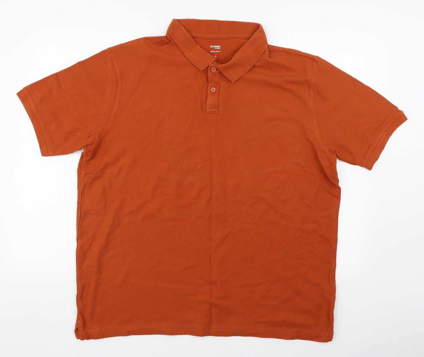 Dunnes Stores Mens Orange  Cotton  Polo Size XL Collared Button