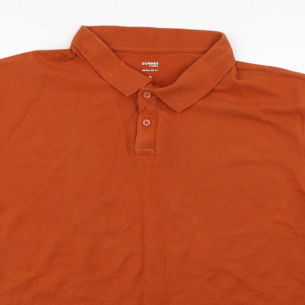 Dunnes Stores Mens Orange  Cotton  Polo Size XL Collared Button