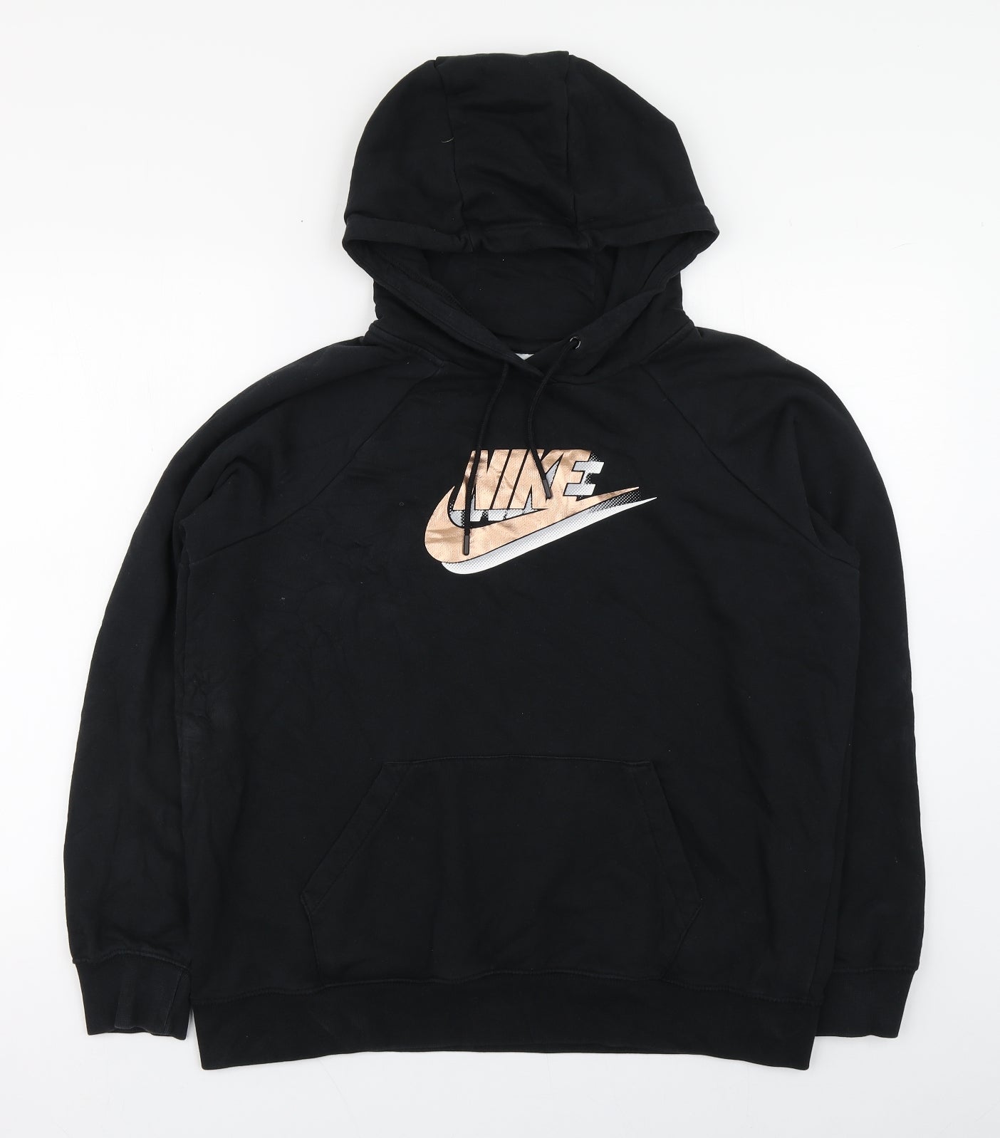 Nike Mens Black  Cotton Pullover Hoodie Size L