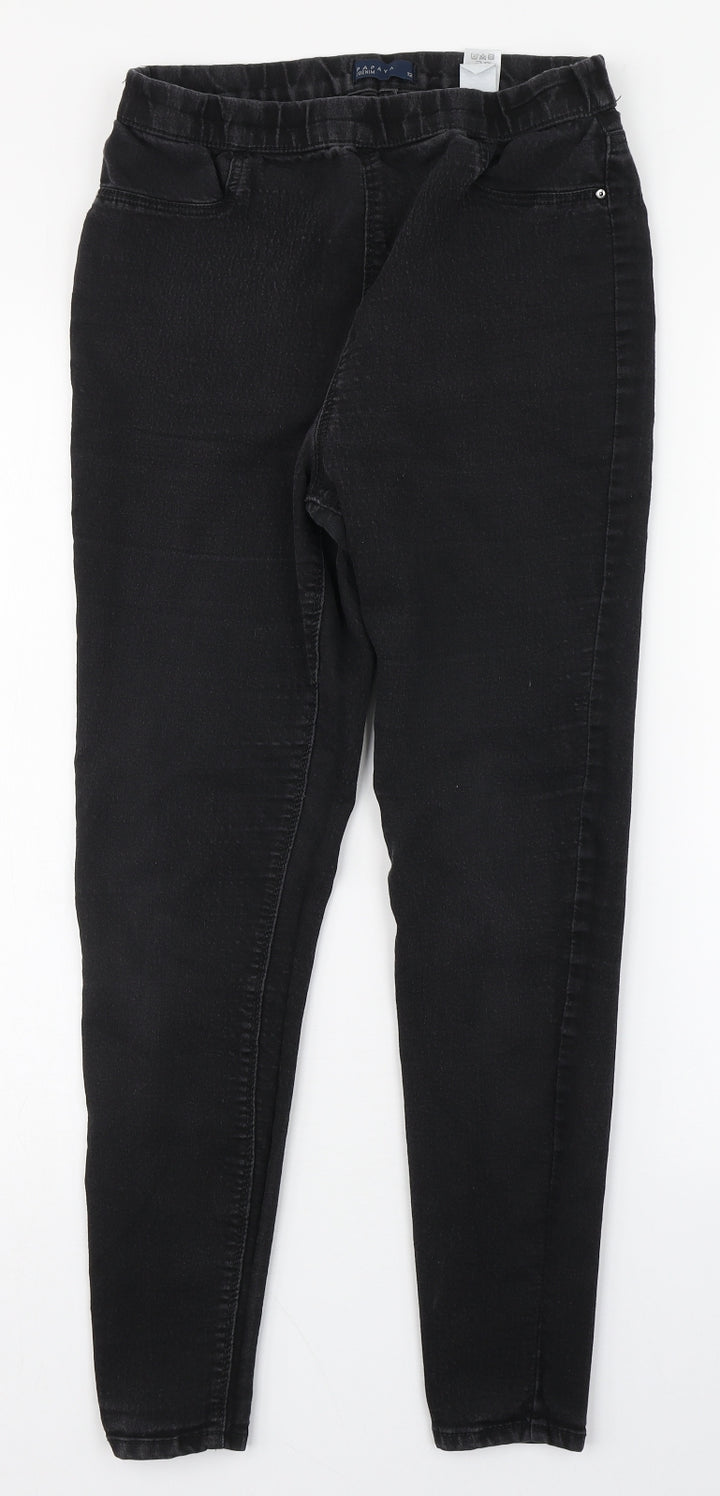 Papaya Womens Black  Polyester Skinny Jeans Size 12 L26 in Regular