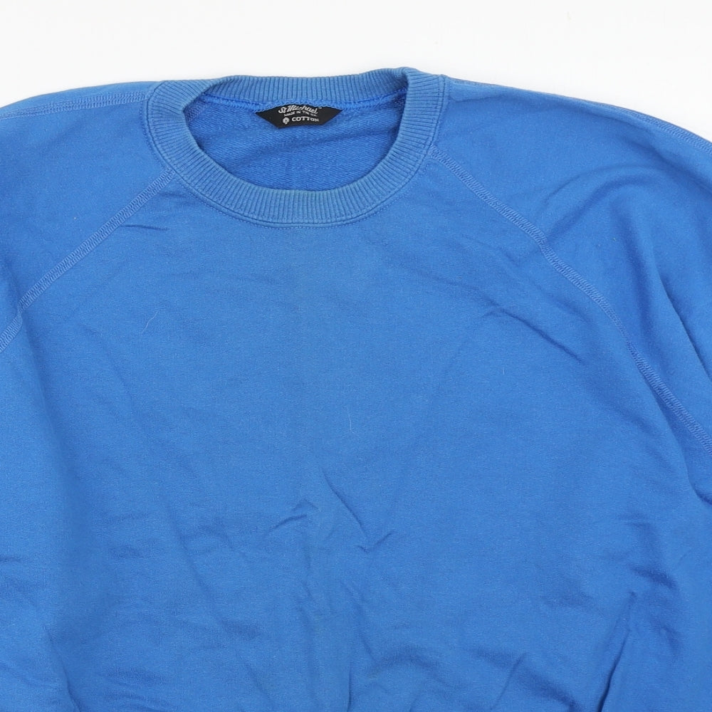 St Michael Mens Blue  Cotton Pullover Sweatshirt Size M