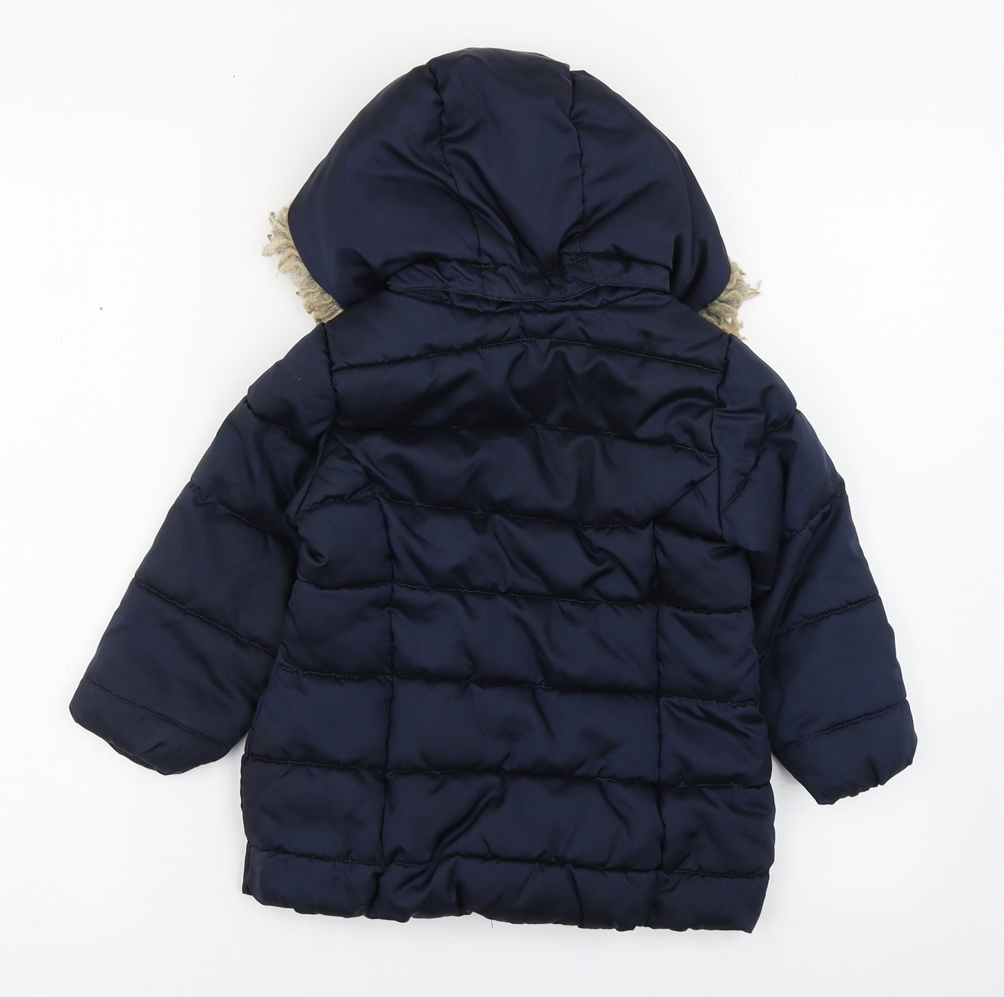 H&M Girls Blue   Parka Coat Size 2-3 Years  Zip