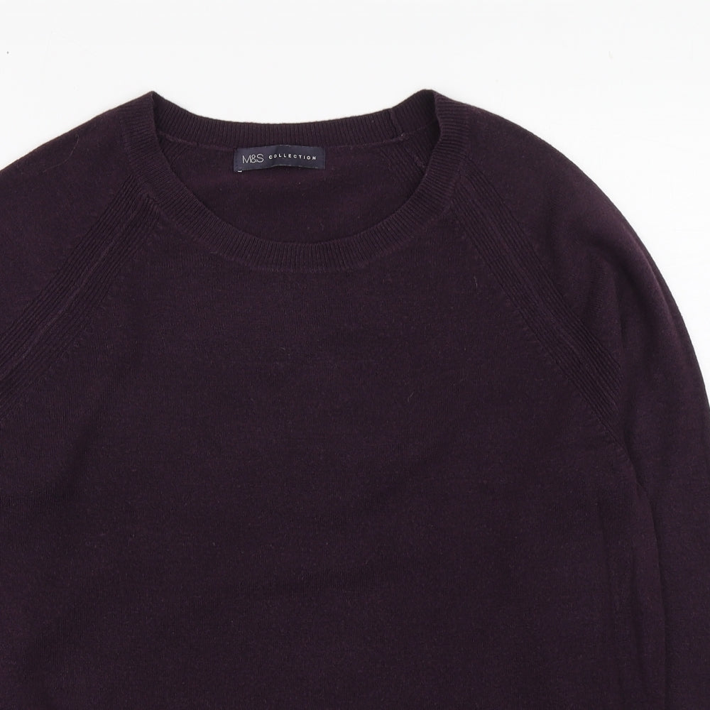 Marks and Spencer Womens Purple Round Neck  Acrylic Pullover Jumper Size 16