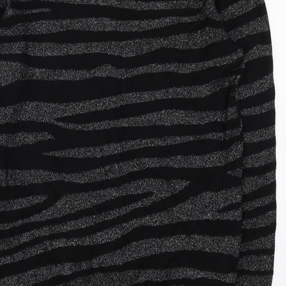 Matalan Womens Black Round Neck Animal Print Viscose Pullover Jumper Size 16