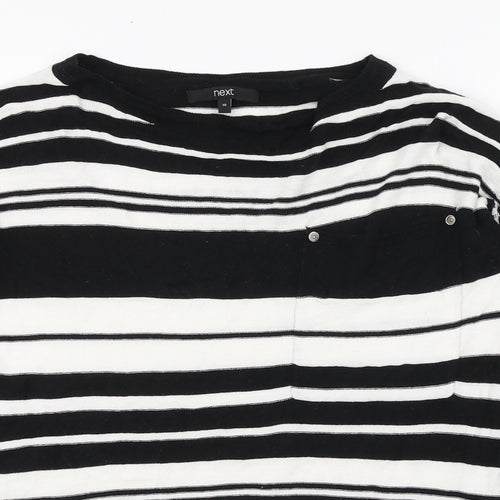 NEXT Womens Black Boat Neck Striped Cotton Pullover Jumper Size 10