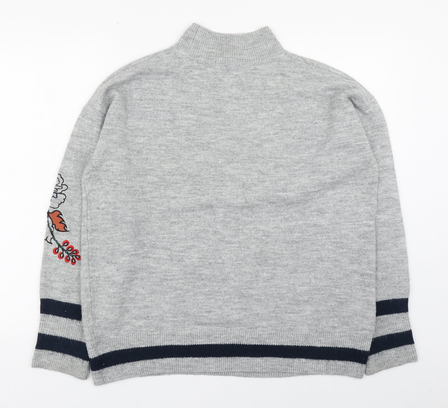 TU Womens Grey Round Neck  Acrylic Pullover Jumper Size 14