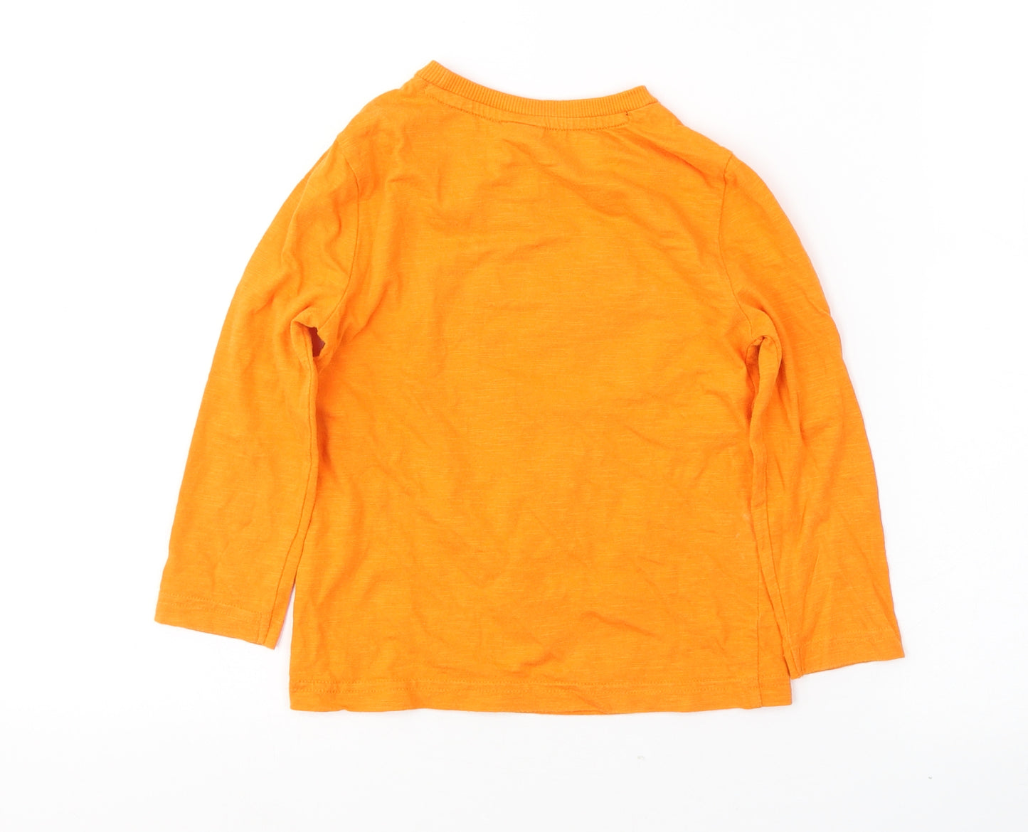 Disney Boys Orange  Cotton Basic Casual Size 3-4 Years Round Neck Pullover - Halloween Mickey Mouse