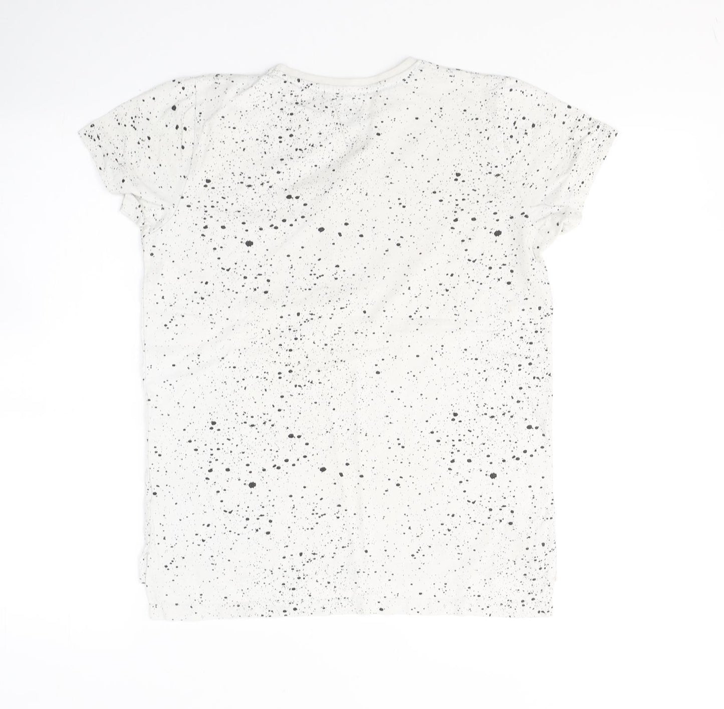 PlayStation Boys White Spotted Cotton Basic T-Shirt Size 11-12 Years Round Neck Pullover - Play Station