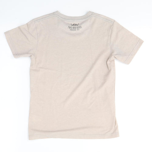 Two red Dogs Boys Beige  Polyester Basic T-Shirt Size 7-8 Years Round Neck Pullover - Tenby