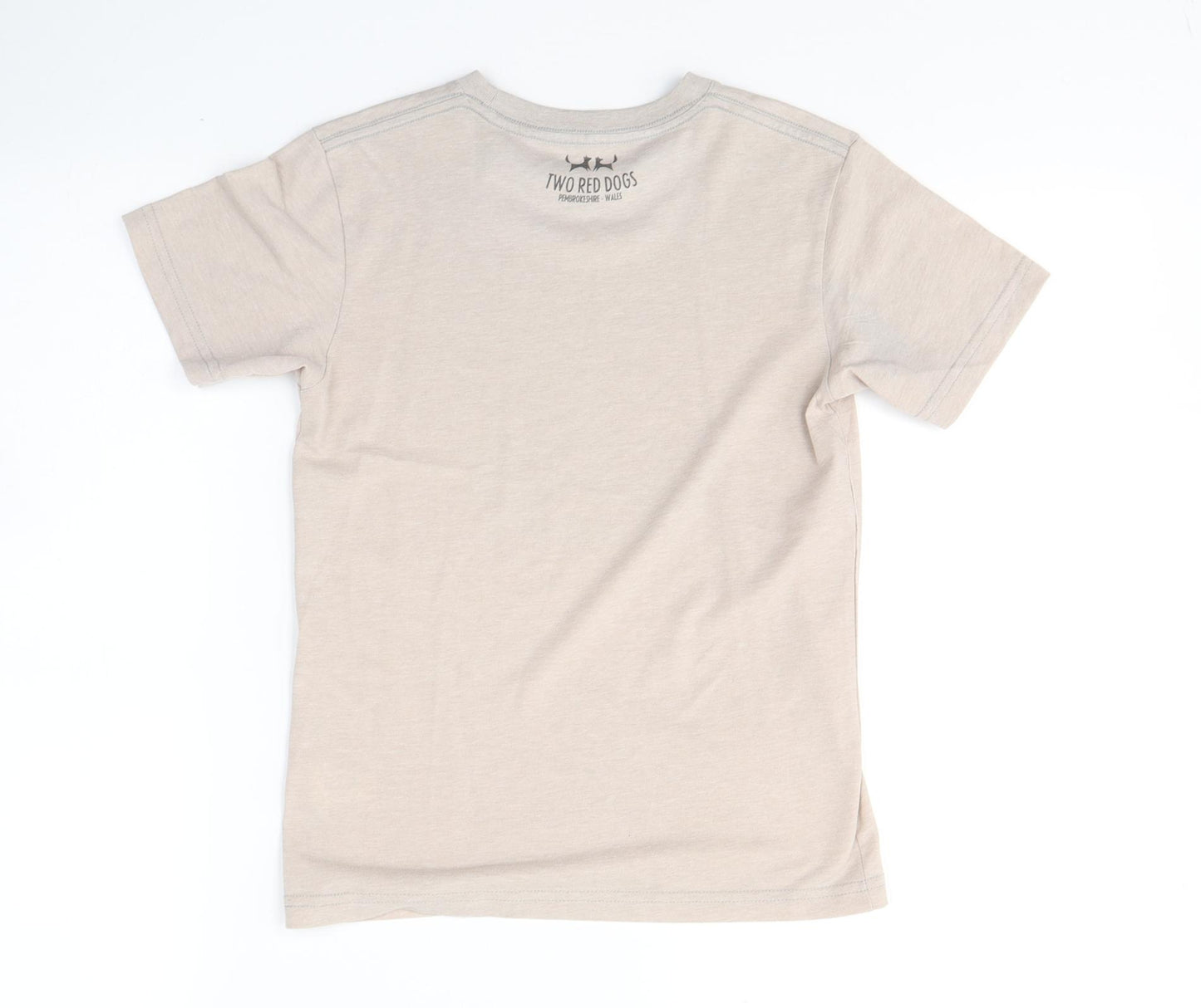 Two red Dogs Boys Beige  Polyester Basic T-Shirt Size 7-8 Years Round Neck Pullover - Tenby
