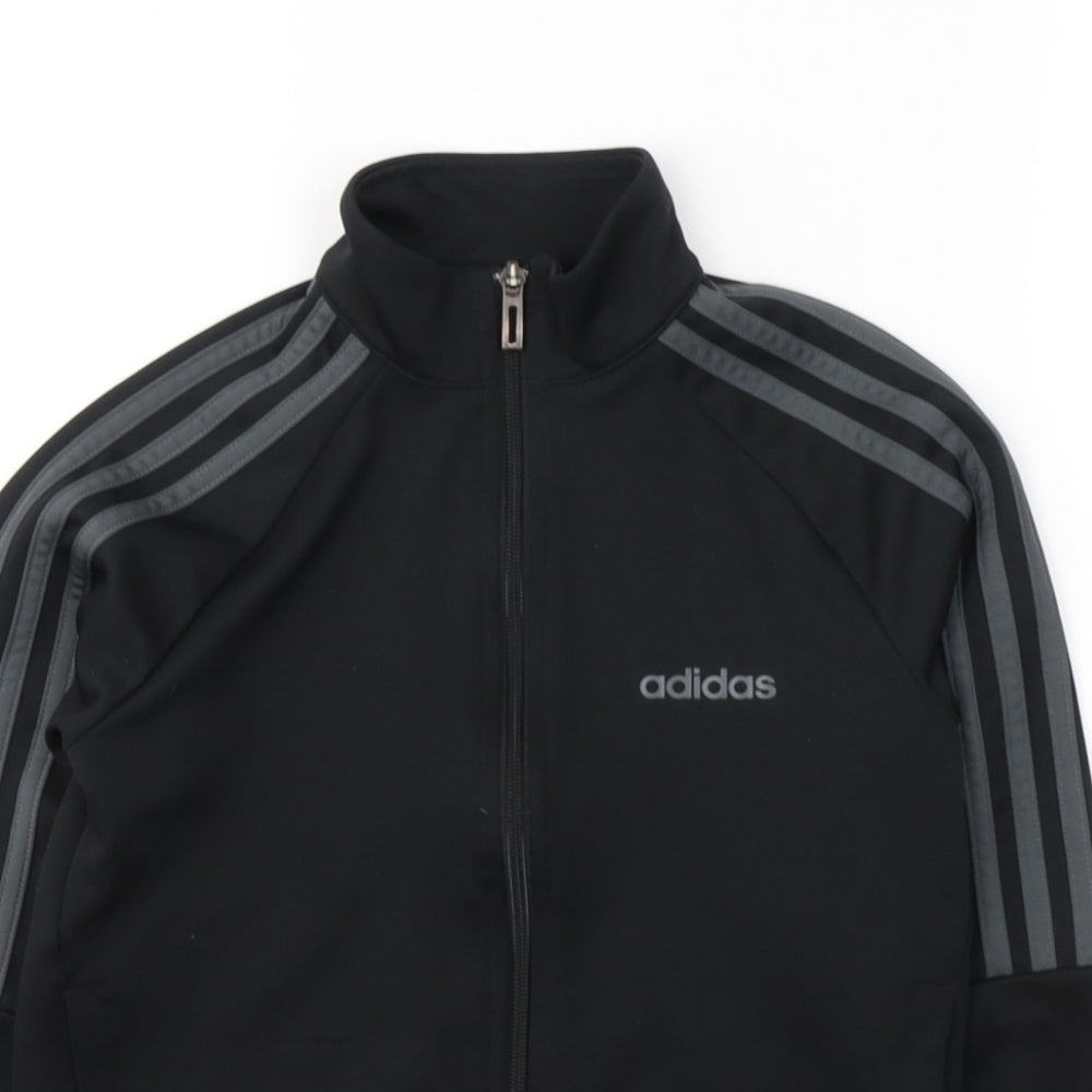 adidas Boys Black  Polyester Full Zip Sweatshirt Size 9-10 Years  Zip