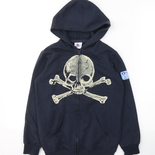 The ocean company Boys Blue  Cotton Full Zip Hoodie Size 9-10 Years  Zip - Pirates team, skull