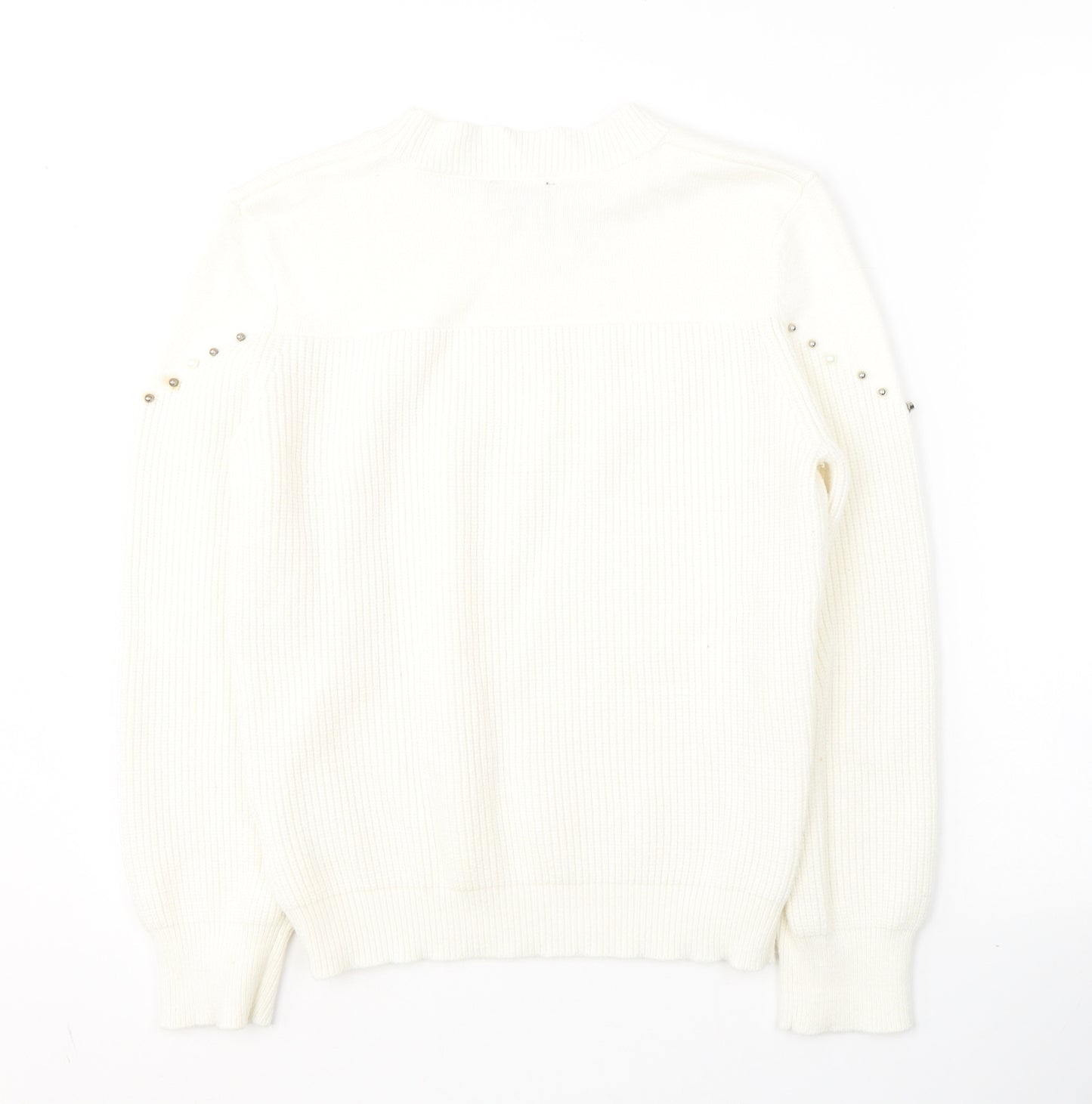 Klass Womens White Round Neck  Viscose Pullover Jumper Size M