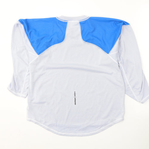 DECATHLON Boys White Colourblock Polyester Pullover T-Shirt Size 10-11 Years Round Neck Pullover - Activewear