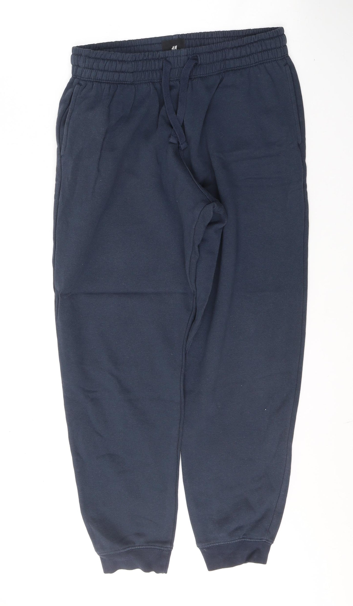 H&M Mens Blue  Cotton Sweatpants Trousers Size S L29 in Regular Tie