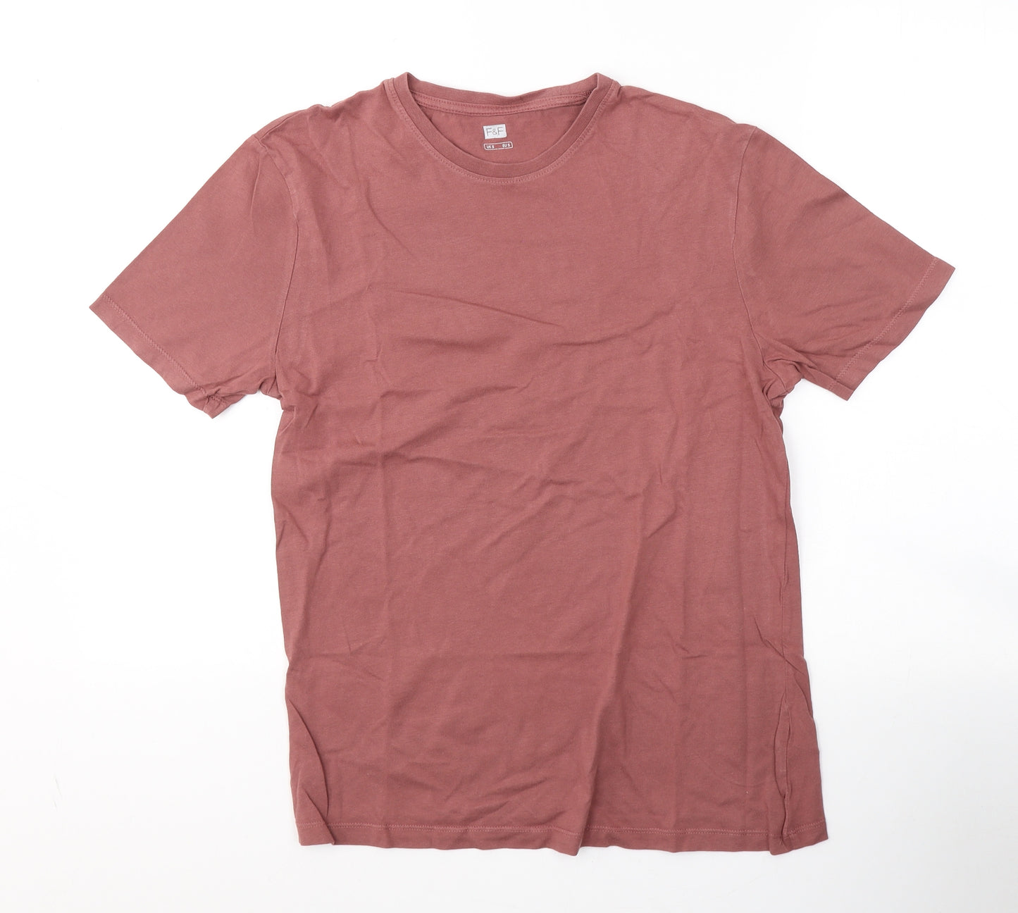 F&F Mens Red  Cotton  T-Shirt Size S Round Neck