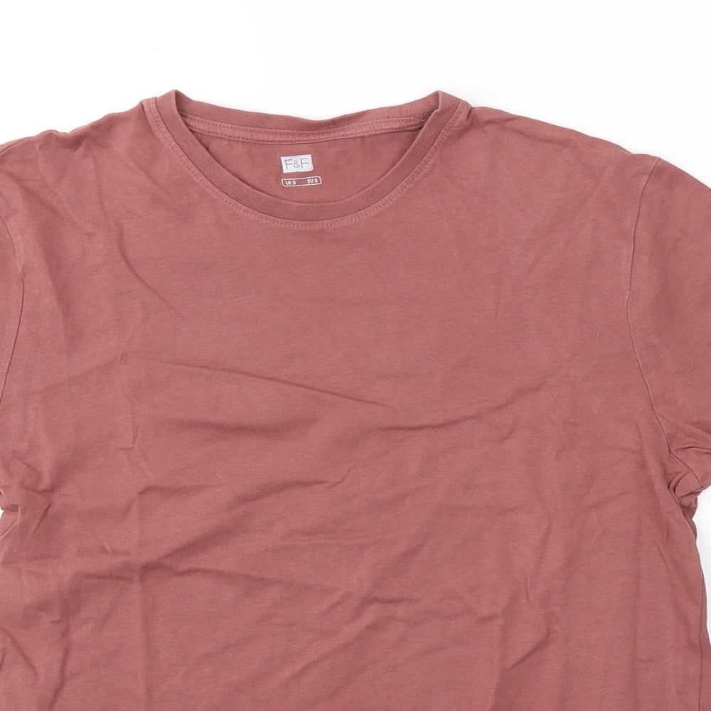 F&F Mens Red  Cotton  T-Shirt Size S Round Neck