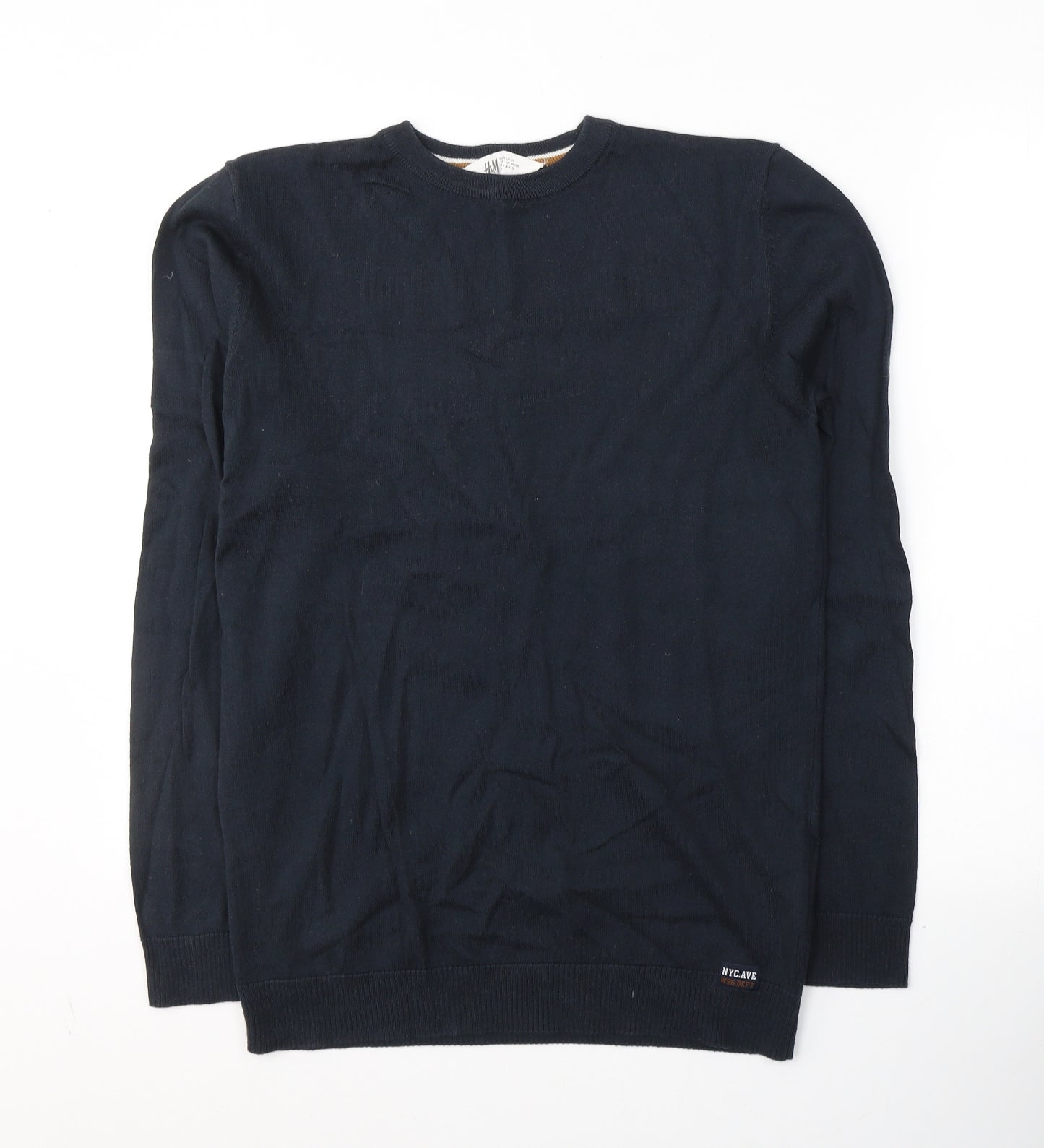 H&M Boys Blue Round Neck  Cotton Pullover Jumper Size 14-15 Years  Pullover