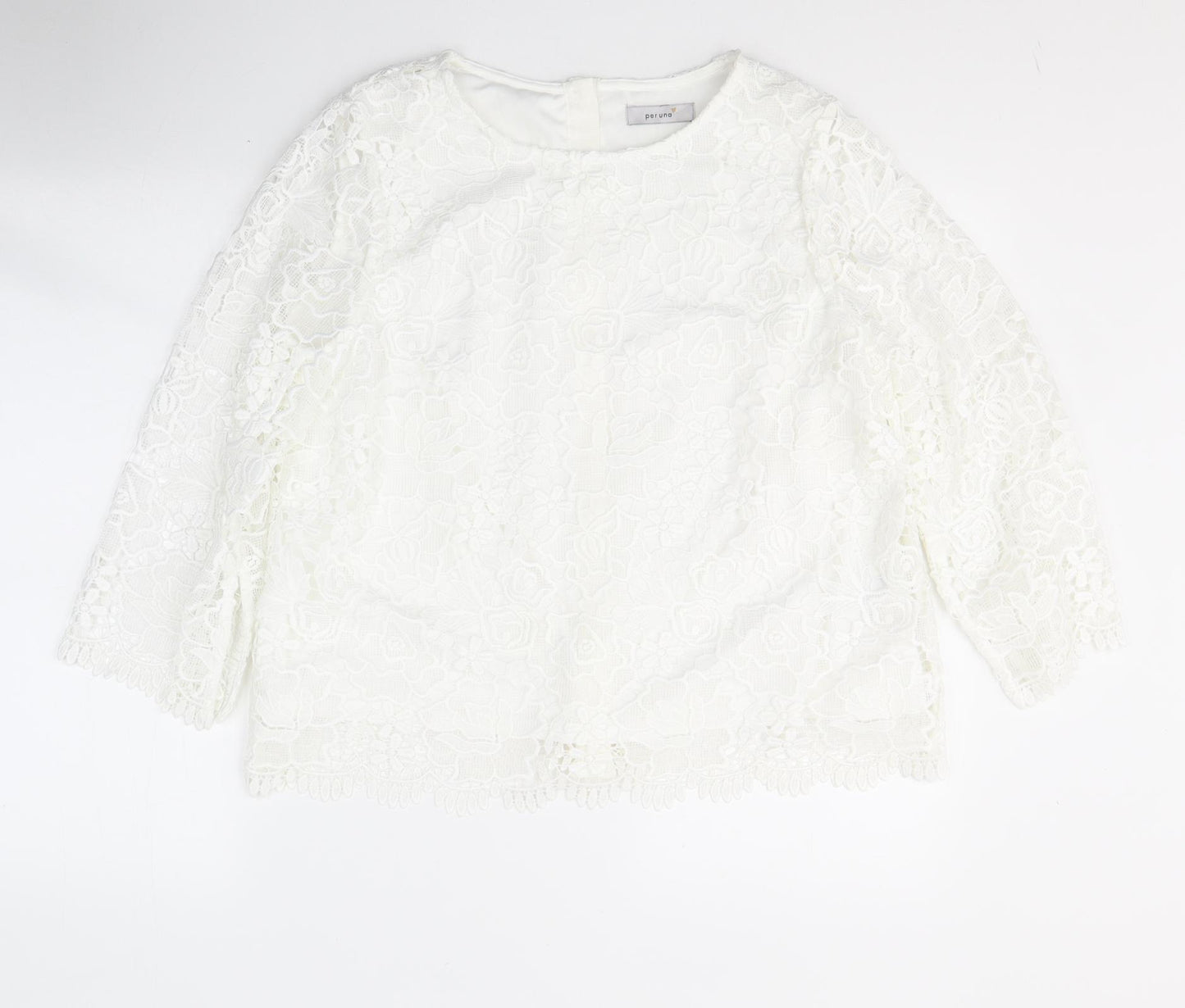 Marks and Spencer Womens White  Polyester Basic T-Shirt Size 14 Round Neck