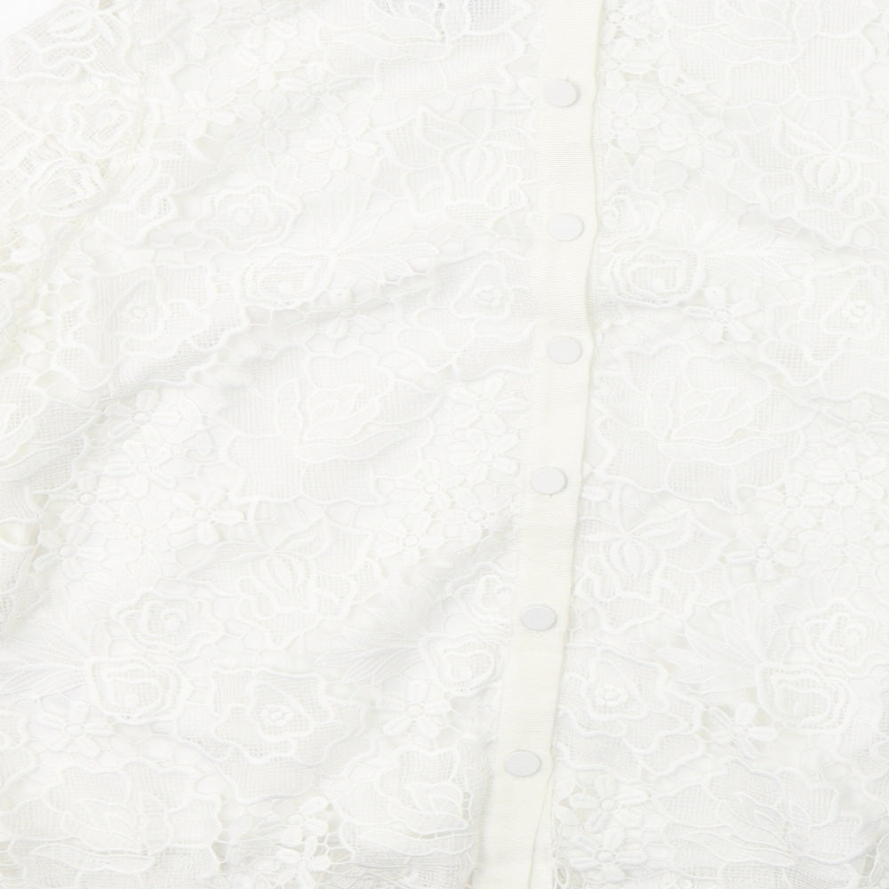 Marks and Spencer Womens White  Polyester Basic T-Shirt Size 14 Round Neck
