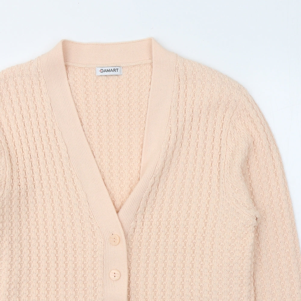 Damart Womens Orange V-Neck  Acrylic Cardigan Jumper Size 14