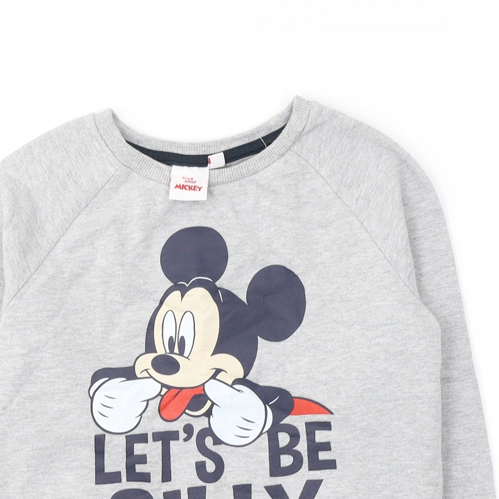Disney Boys Grey  Cotton Pullover Sweatshirt Size 6-7 Years  Pullover - Mickey Mouse, Lets be silly