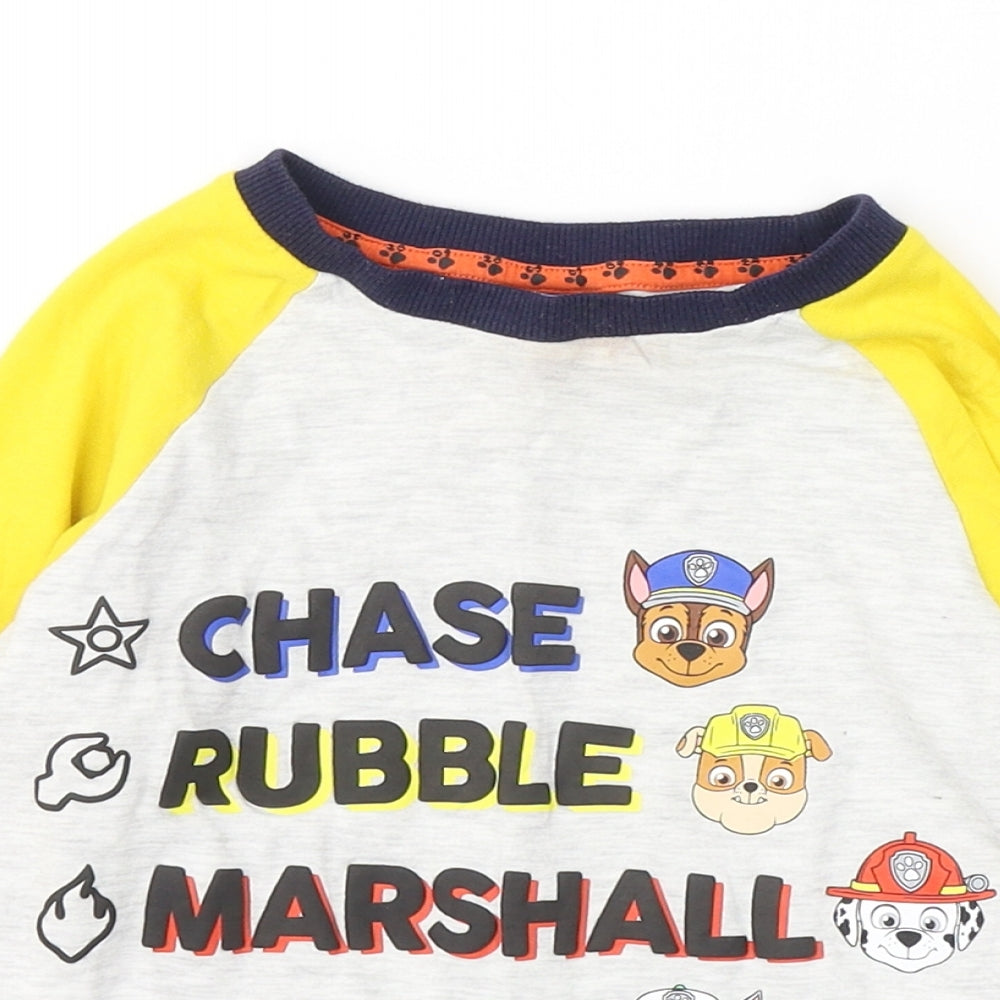 Paw Patrol Boys Grey Colourblock Cotton Pullover Casual Size 5-6 Years Round Neck Pullover - PAW PATROL