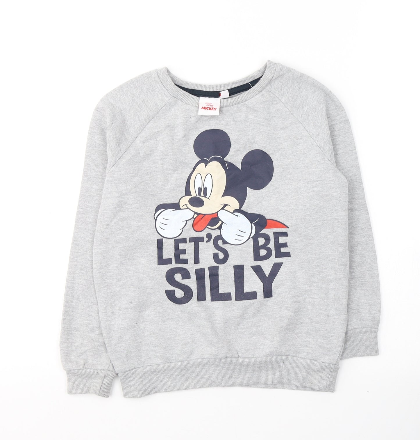 Disney Girls Grey  Cotton Pullover Sweatshirt Size 6-7 Years  Pullover - Mickey Mouse