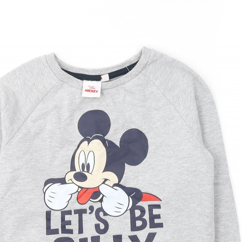 Disney Girls Grey  Cotton Pullover Sweatshirt Size 6-7 Years  Pullover - Mickey Mouse