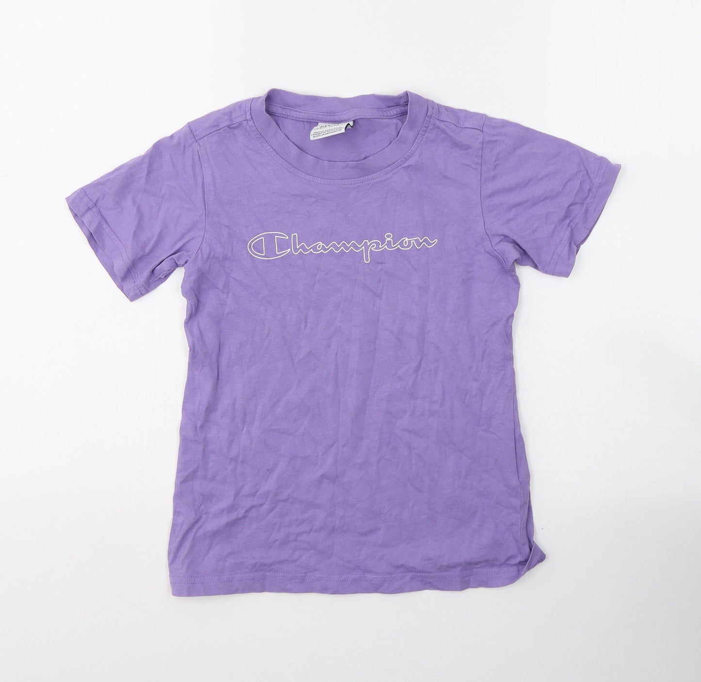 Champions Girls Purple  Cotton Basic T-Shirt Size 9-10 Years Round Neck Pullover